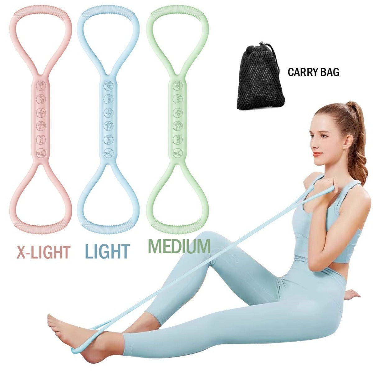 Resistance Bands Set for Legs & Booty – 3 Levels (Light, Medium, Heavy)