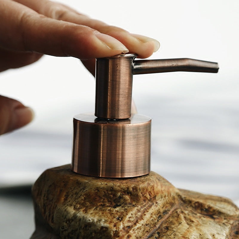 Ceramic Retro Stone Soap Dispenser – Elegant Refillable Bathroom & Kitchen Pump Bottle
