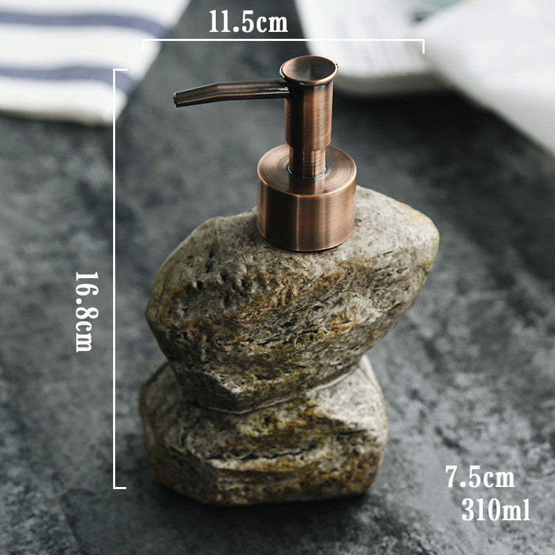 Ceramic Retro Stone Soap Dispenser – Elegant Refillable Bathroom & Kitchen Pump Bottle