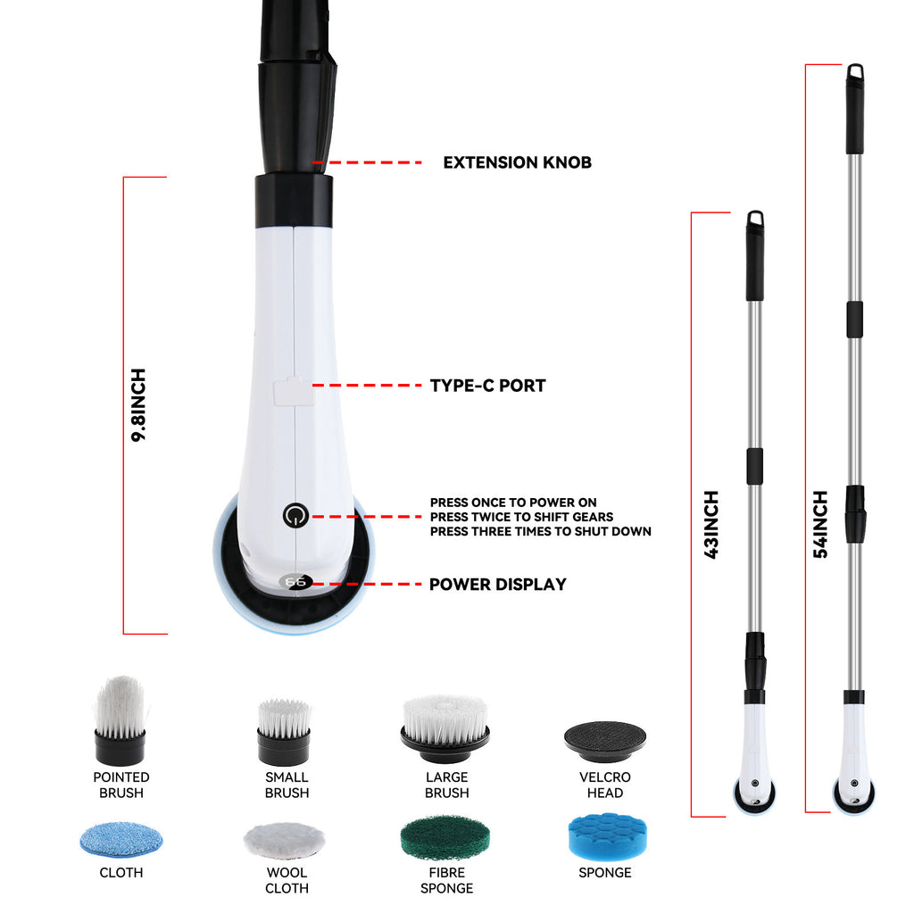 Electric 7-in-1 Bathroom Cleaning Brush – Multi-Functional Household Scrubber