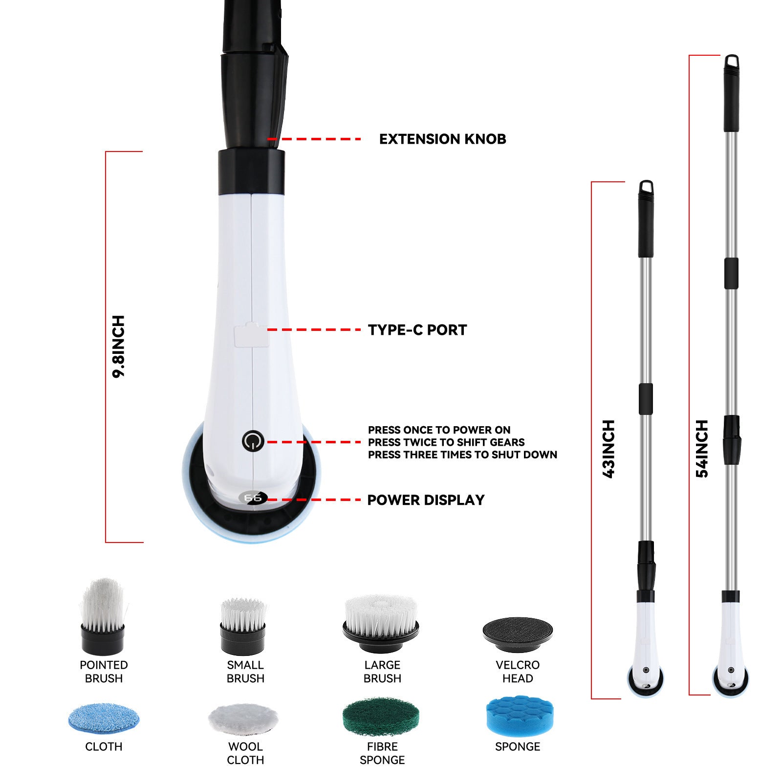 Electric 7-in-1 Bathroom Cleaning Brush – Multi-Functional Household Scrubber