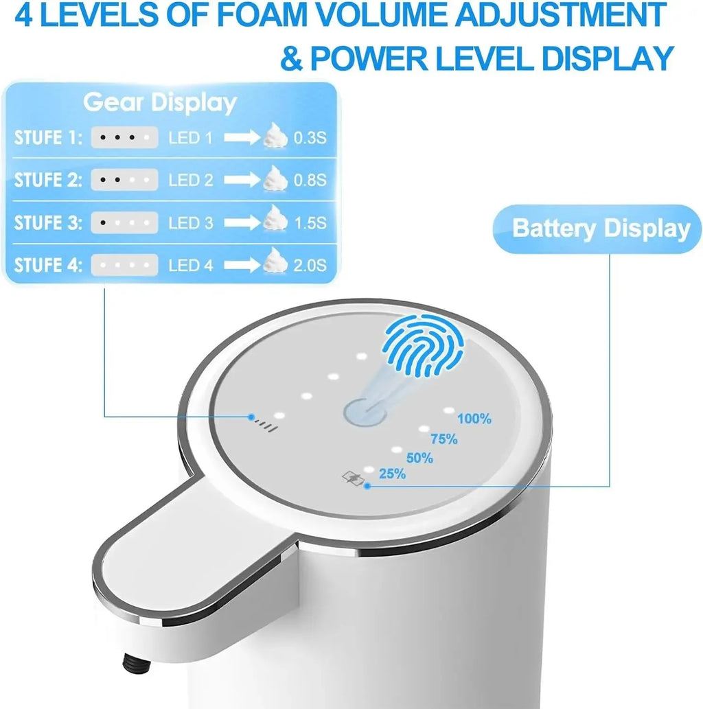 Automatic Foaming Soap Dispenser – Touchless 380ml USB Rechargeable 4-Level Foam Control