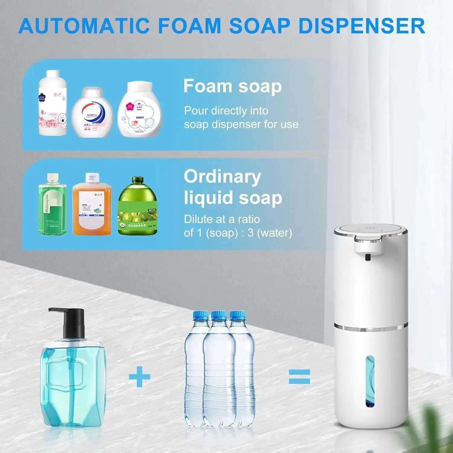 Automatic Foaming Soap Dispenser – Touchless 380ml USB Rechargeable 4-Level Foam Control