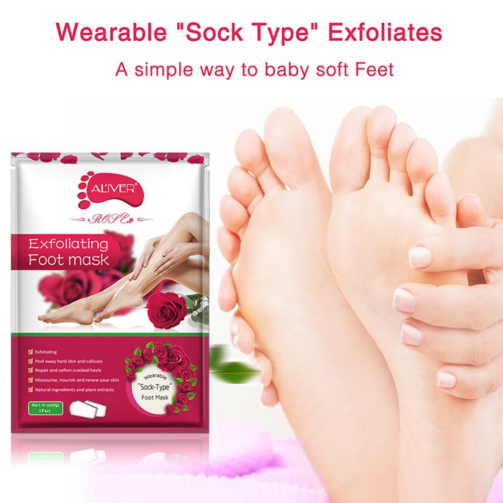 ALIVER Rose Foot Mask – Exfoliating & Moisturizing Foot Peel Treatment