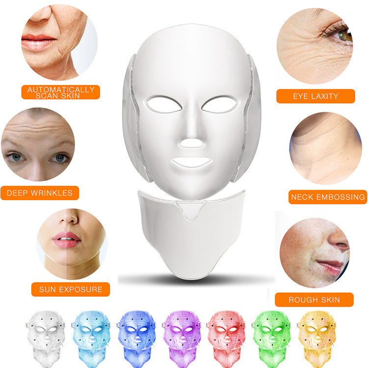 Professional LED Light Therapy Mask for Face & Neck – 7 Colors Rejuvenation