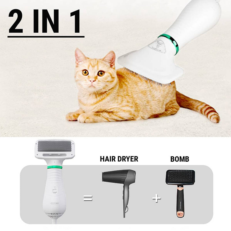 2-in-1 Pet Drying Brush – Hair Dryer Comb for Fast Grooming & Fluffy Finish
