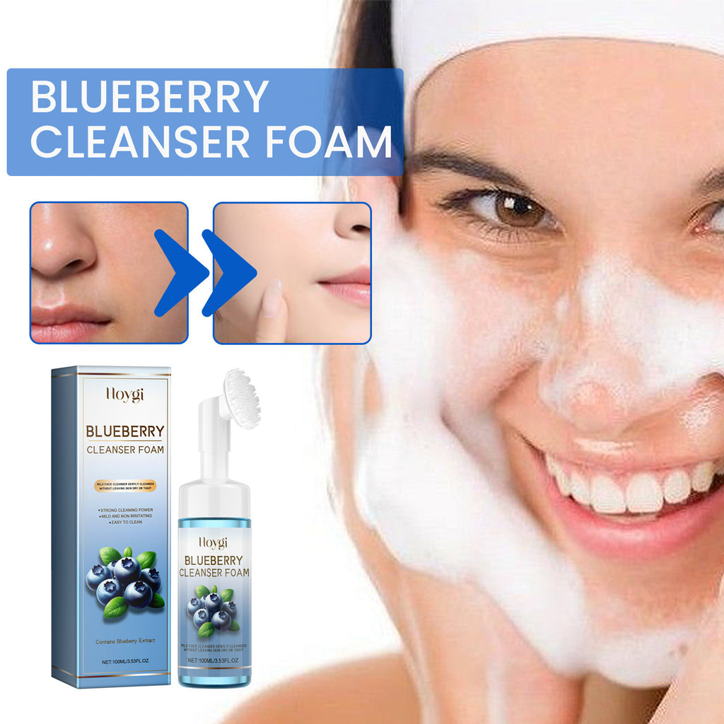 Horygi Blueberry Cleansing Mousse Brush – Brightening Facial Foam & Exfoliating Cleanser