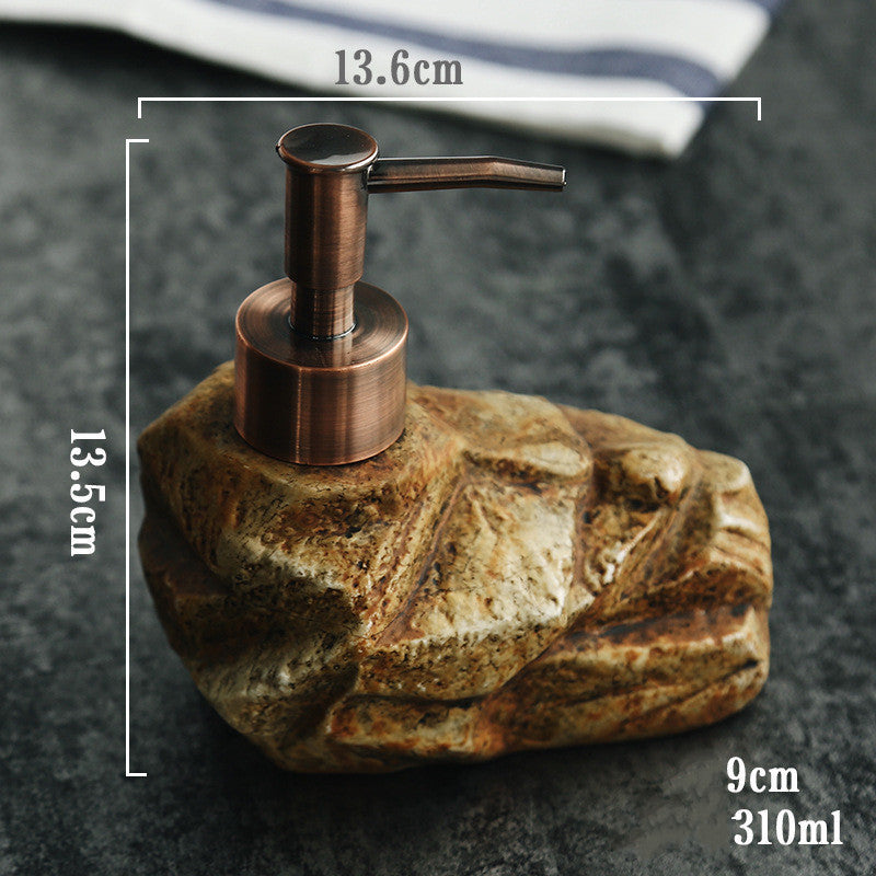 Ceramic Retro Stone Soap Dispenser – Elegant Refillable Bathroom & Kitchen Pump Bottle