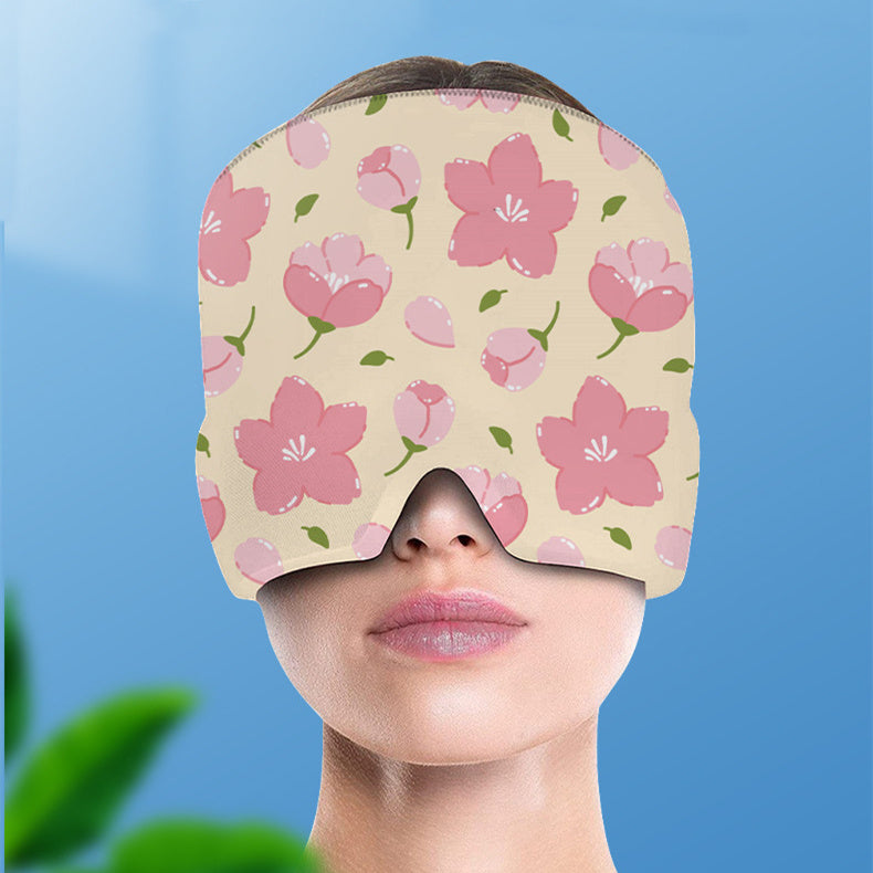 Printed Head Gel Ice Cap for Migraines – Cold Therapy Ice Head Wrap & Ice Pack Mask