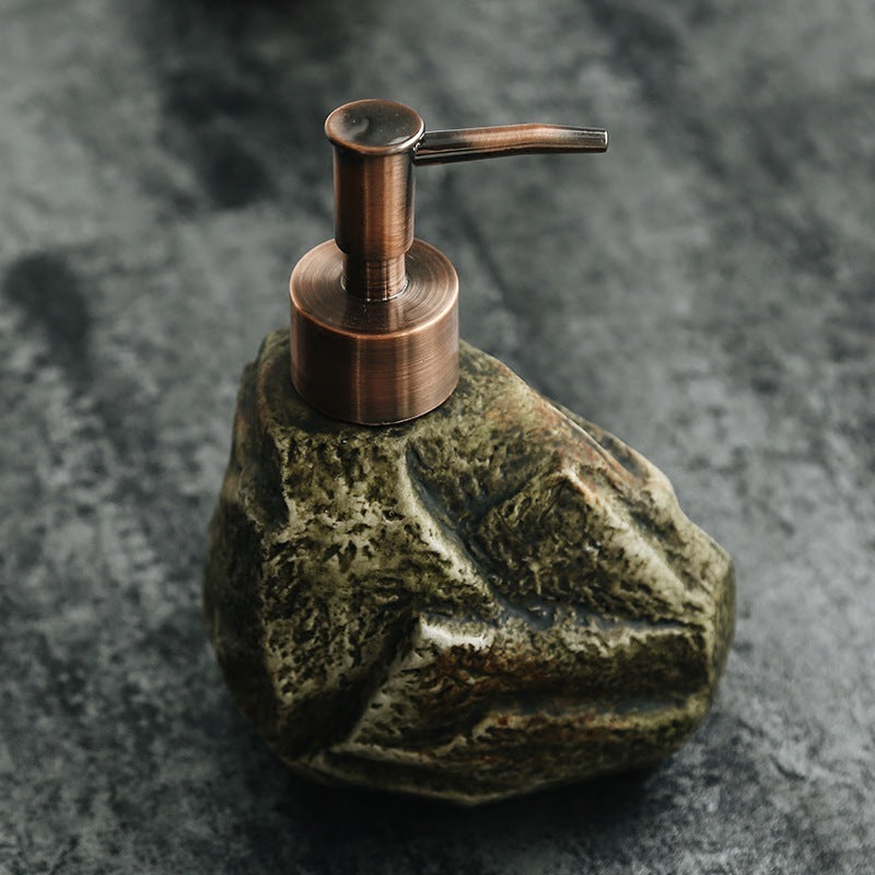 Ceramic Retro Stone Soap Dispenser – Elegant Refillable Bathroom & Kitchen Pump Bottle
