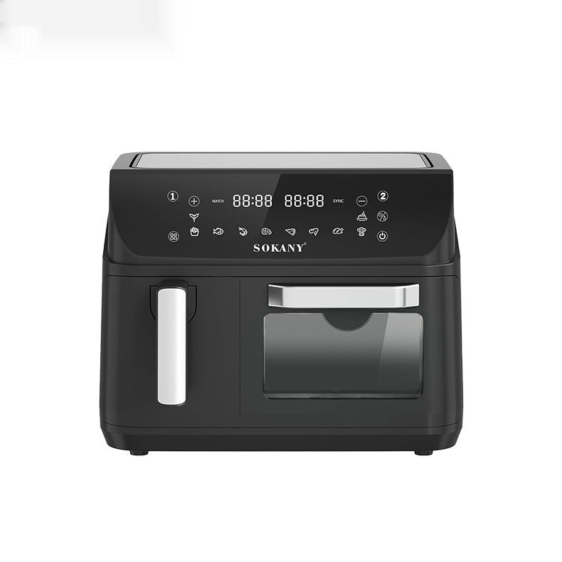 SOKANY10060 12L Dual-Pot Smart Air Fryer – 2400W Alloy Body with Visualization Window