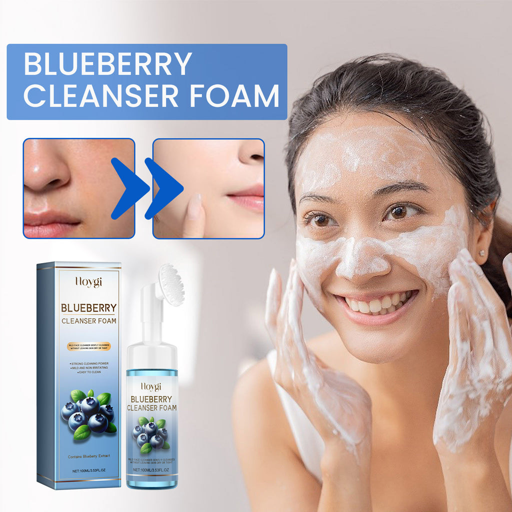 Horygi Blueberry Cleansing Mousse Brush – Brightening Facial Foam & Exfoliating Cleanser