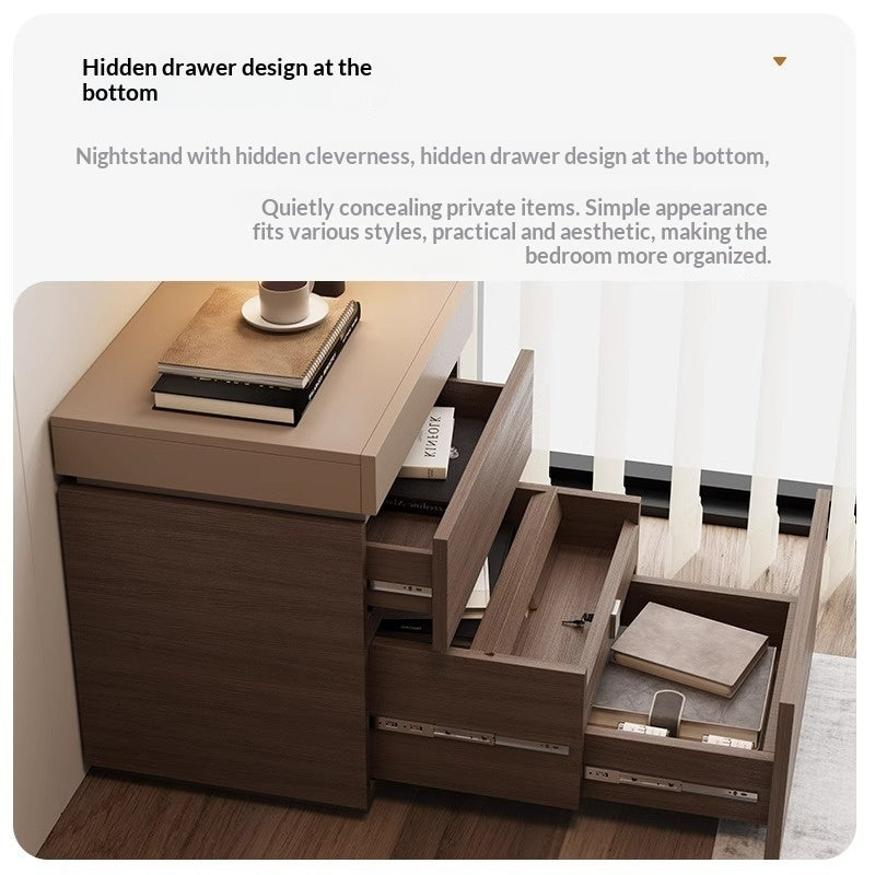 Solid Wood Bedside Table with Hidden Compartment – Modern Design