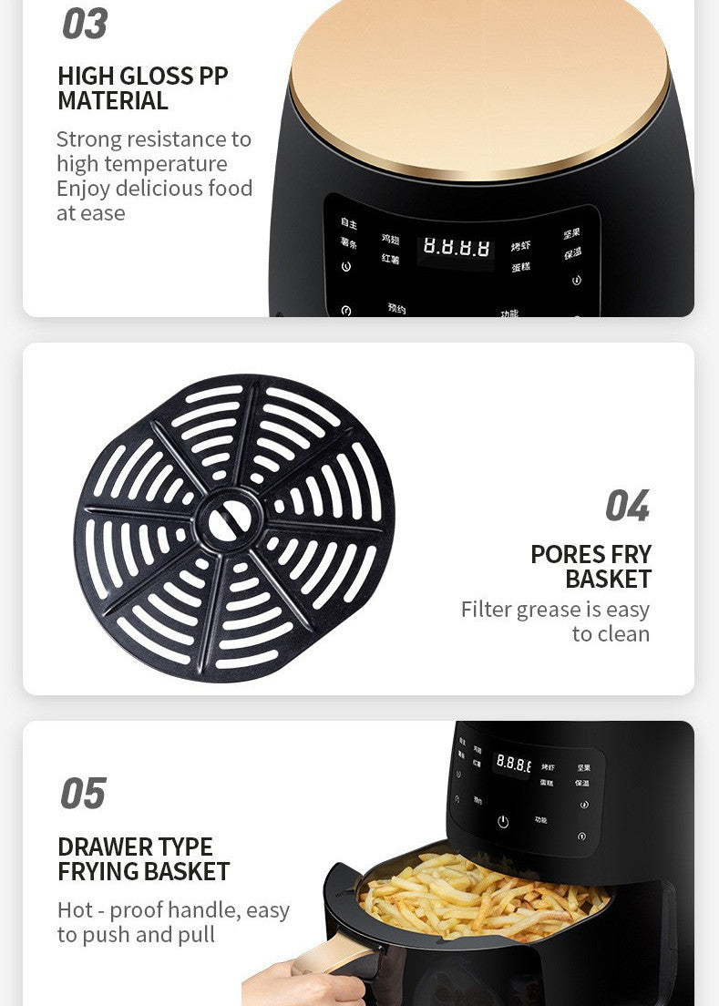 Smart Touch Air Fryer – 1400W Stainless Steel Electric Fryer with Auto Power Off