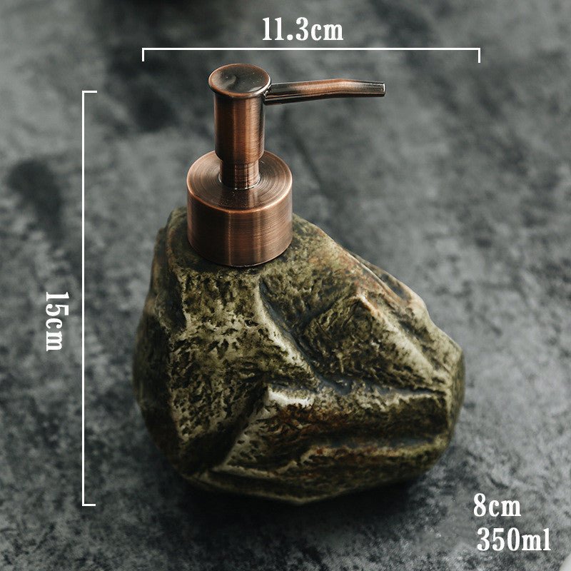 Ceramic Retro Stone Soap Dispenser – Elegant Refillable Bathroom & Kitchen Pump Bottle