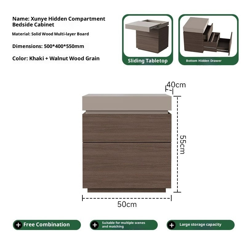 Solid Wood Bedside Table with Hidden Compartment – Modern Design