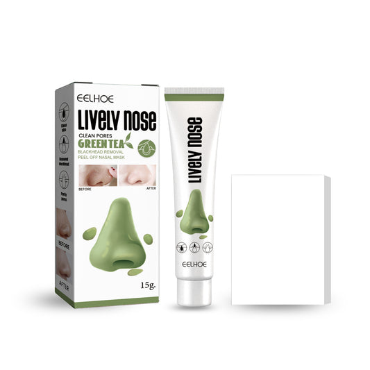 Eelhoe Lively Nose green tea facial mask packaging and tube on a white background