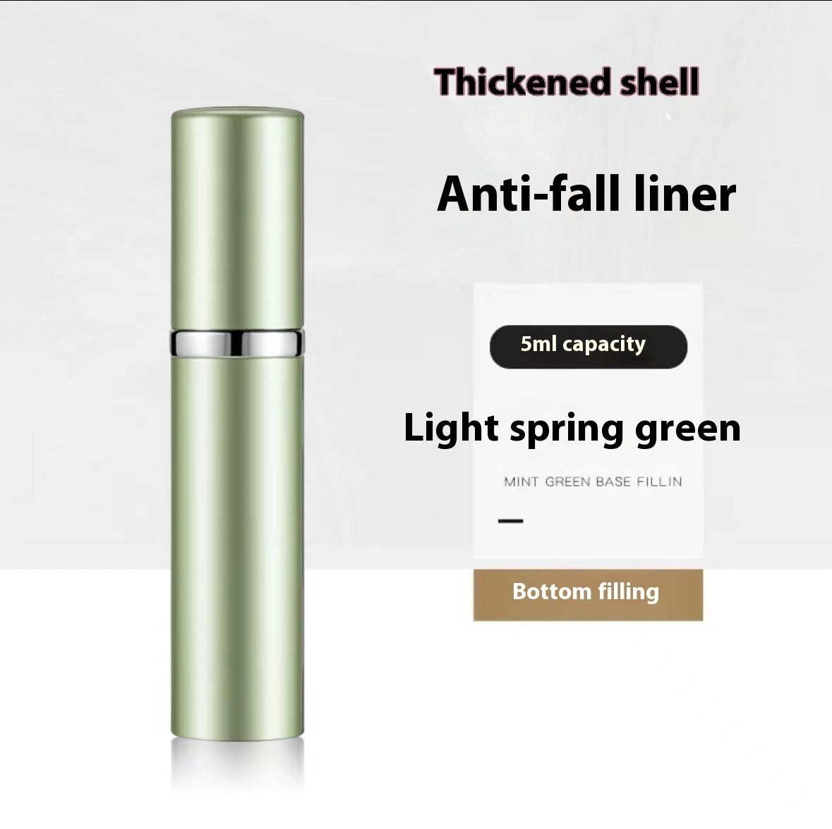 Light spring green bottle with text on a white background