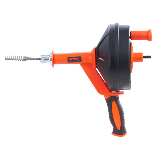 Orange and black Vevor cable reel on a white background