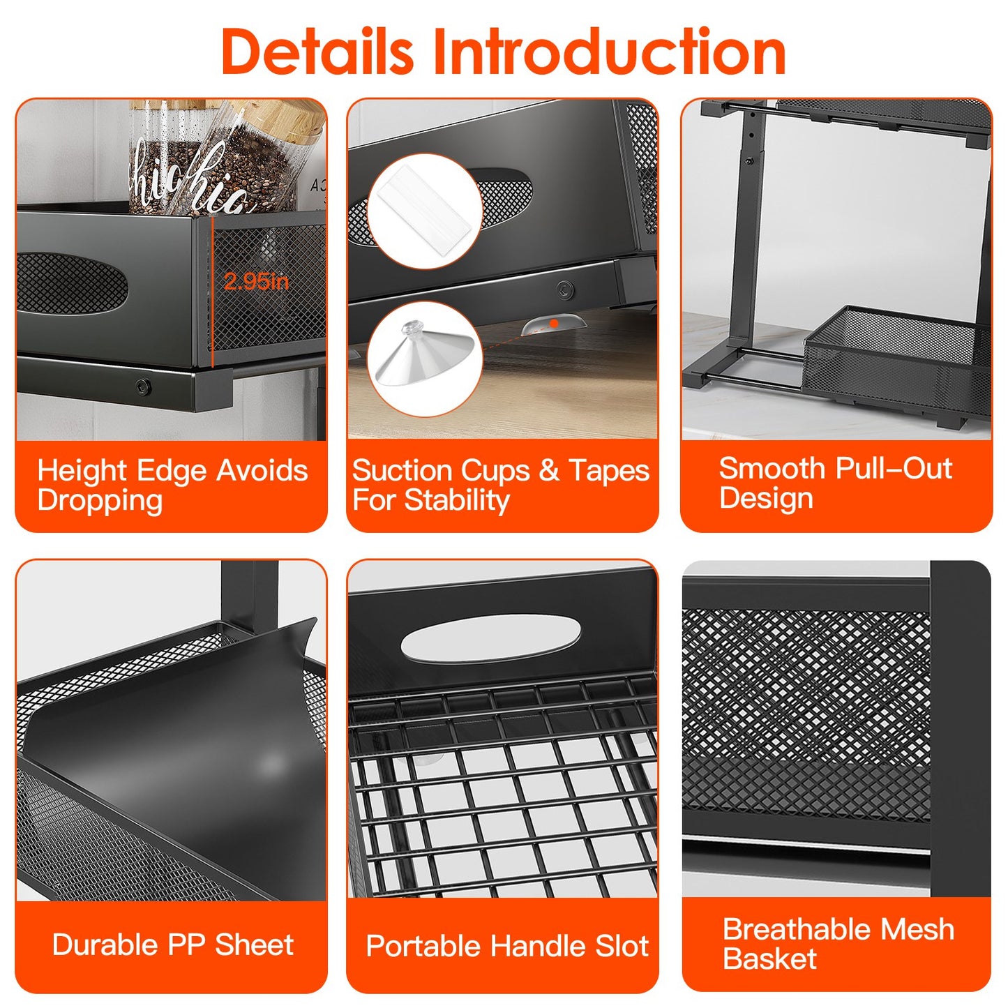 Product features with text on a white background