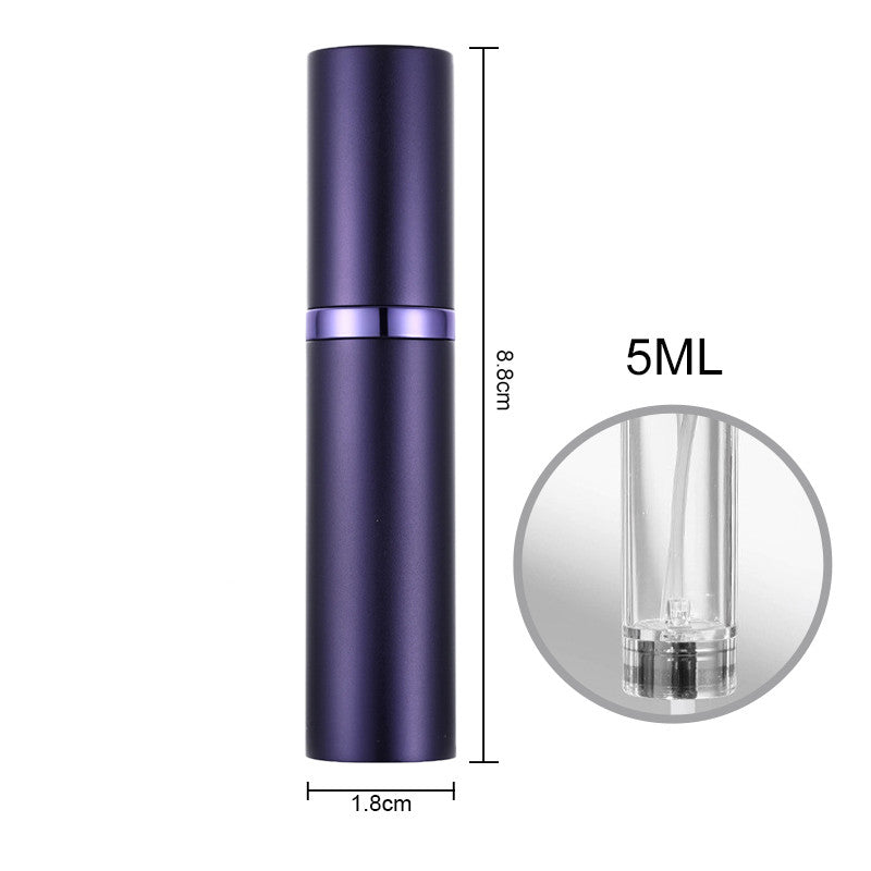 Purple cosmetic bottle with measurements on a white background
