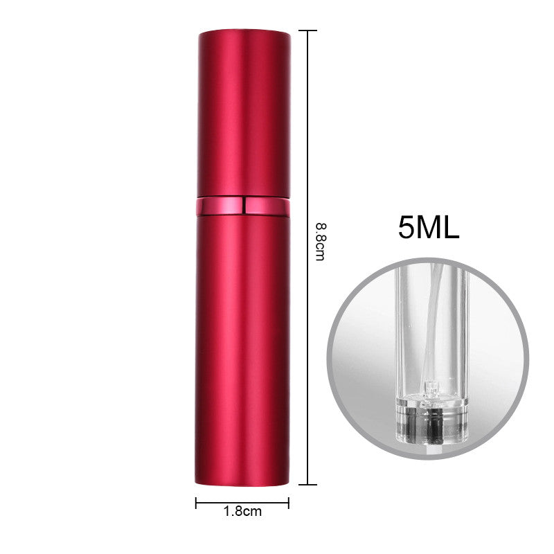 Red cosmetic bottle with measurements on a white background