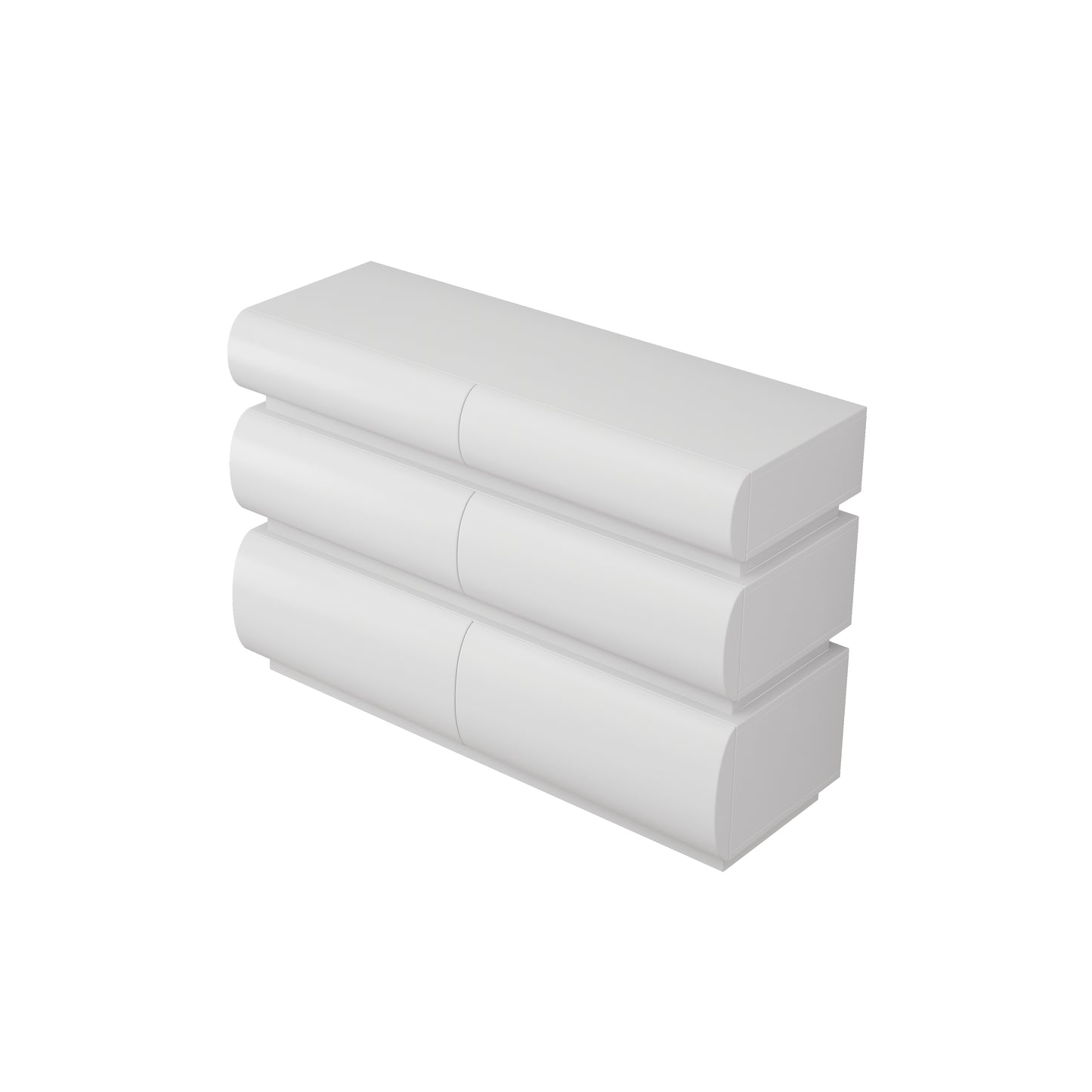Three white folded towels stacked on a white background