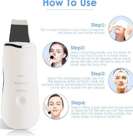 3-in-1 Ultrasonic Facial Skin Scrubber – Deep Pore Cleansing & Lifting Device