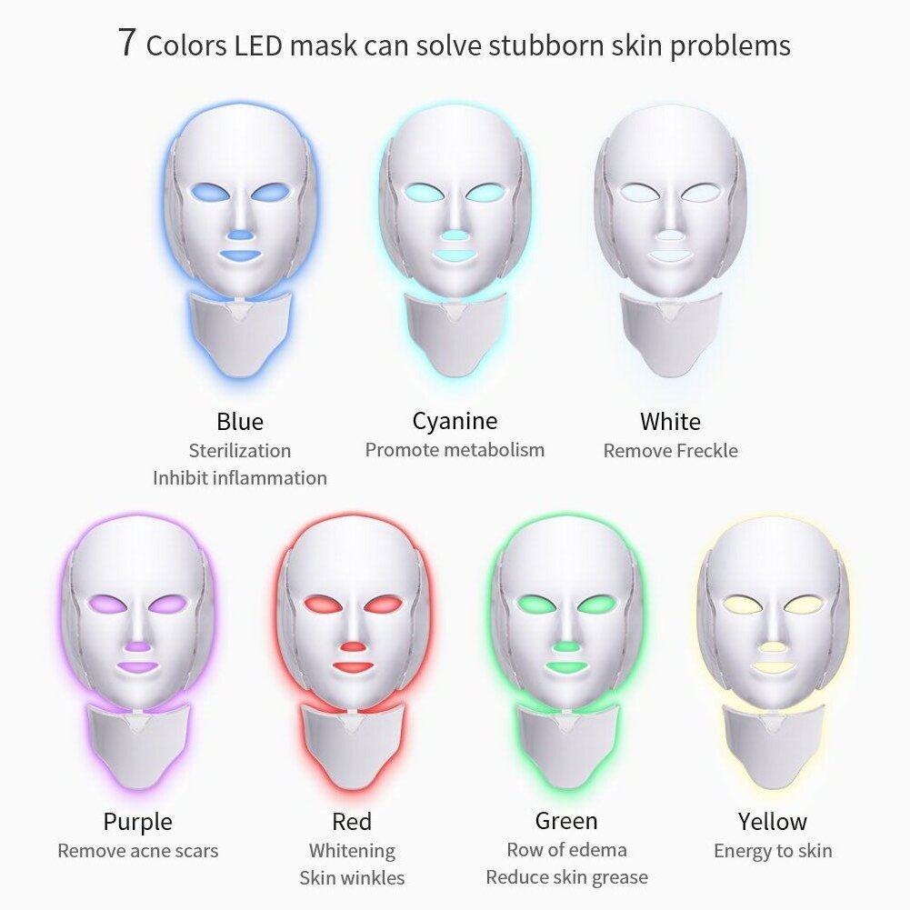 Professional LED Light Therapy Mask for Face & Neck – 7 Colors Rejuvenation
