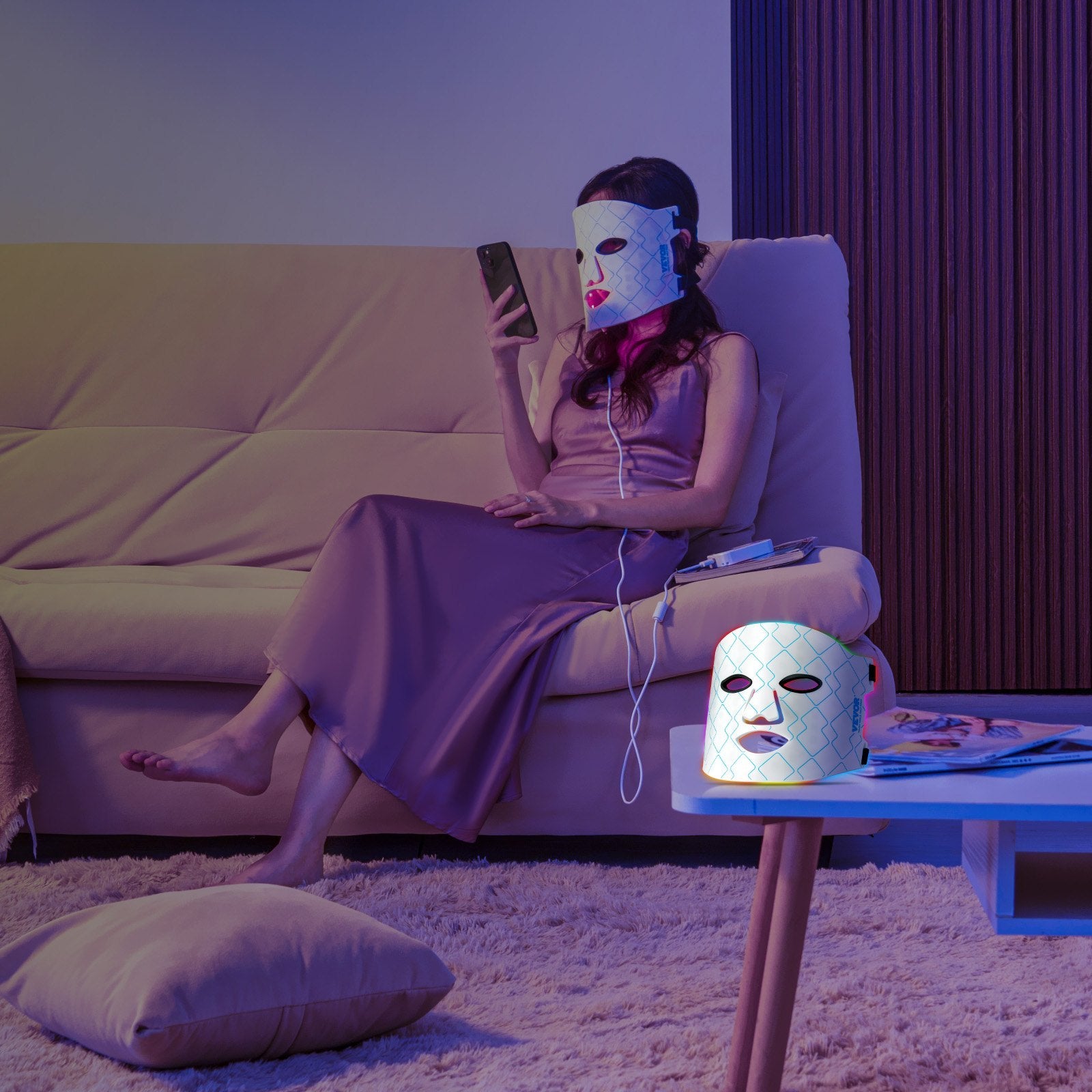 VEVOR Red Light Therapy Mask – 7-Color LED Face Mask with 850nm NIR