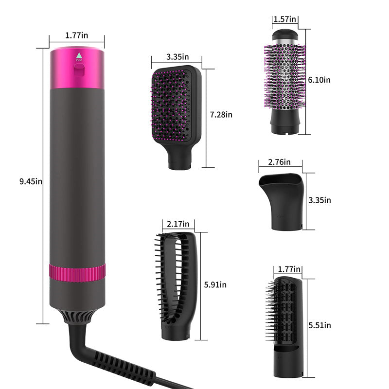 Professional 5-in-1 Hair Dryer & Styling Brush – Dryer, Straightener & Automatic Curler