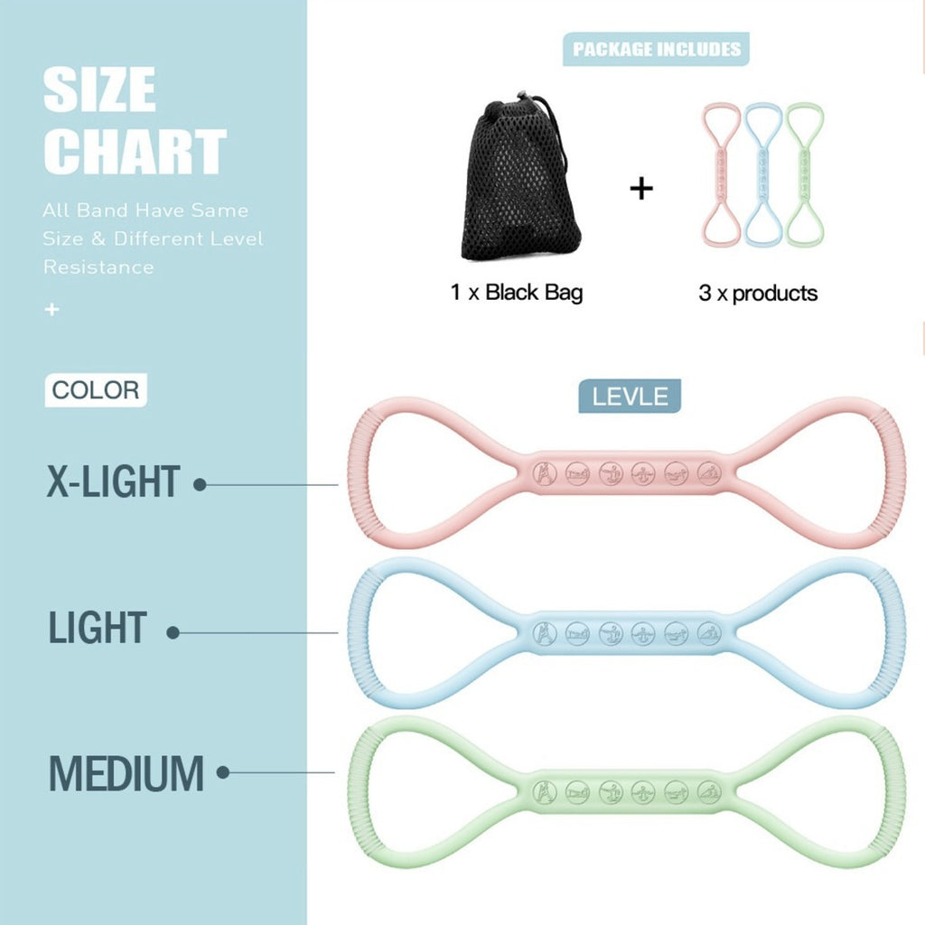 Resistance Bands Set for Legs & Booty – 3 Levels (Light, Medium, Heavy)